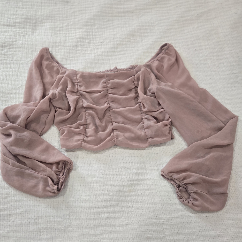 Altar'd State Dusty Mauve Off-Shoulder Blouse